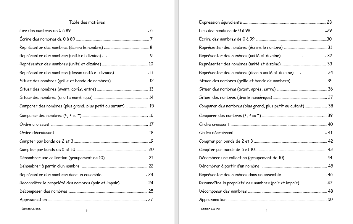 1re année Sens et écriture des nombres - CAHIER D
