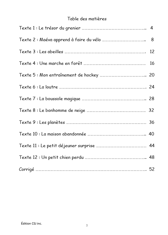3e année Lecture compréhension de textes - CAHIER A