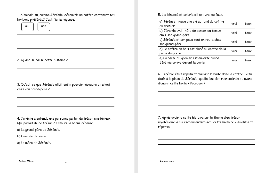 3e année Lecture compréhension de textes - CAHIER A
