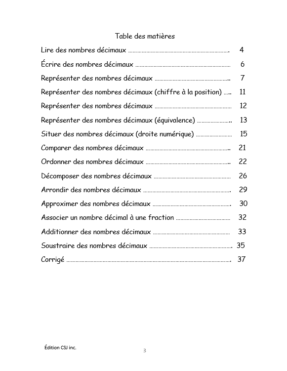 3e année Les nombres décimaux - CAHIER A (Numérique)