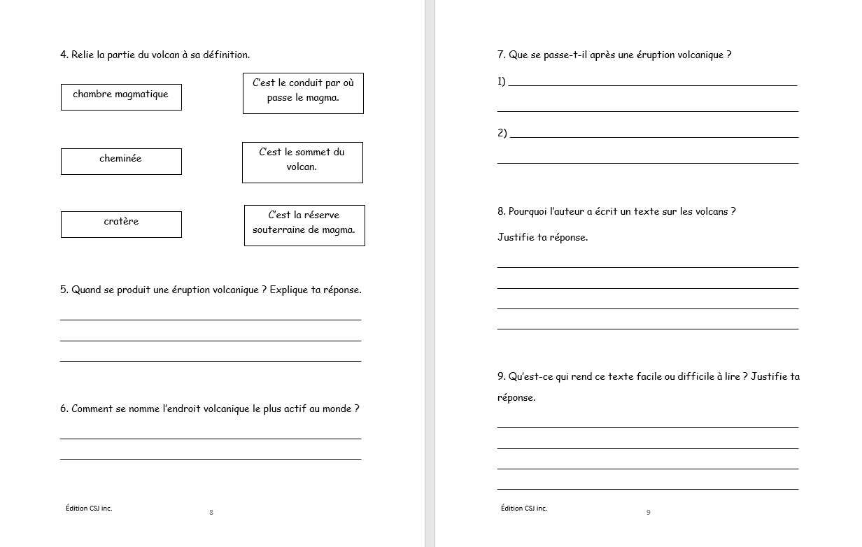 5e année Lecture compréhension de textes - CAHIER A