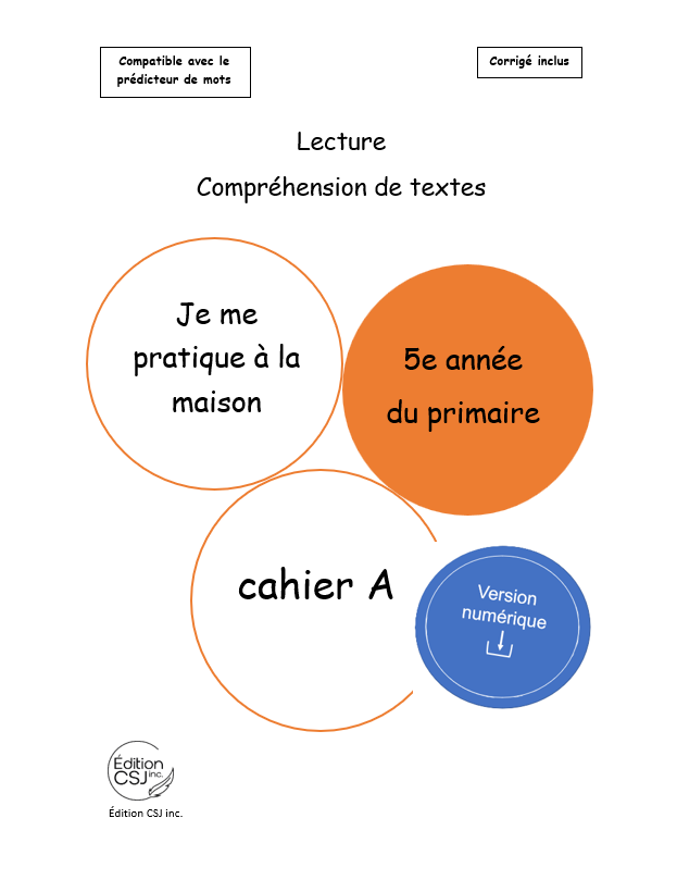 5e année Lecture compréhension de textes - CAHIER A (Numérique)