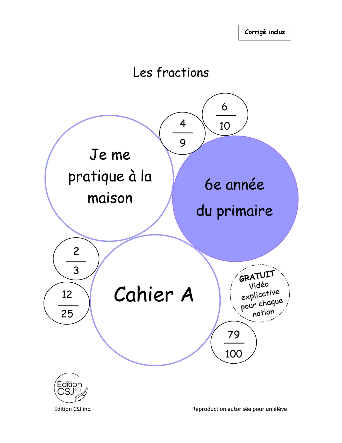 6e année Les fractions - CAHIER A (Numérique)