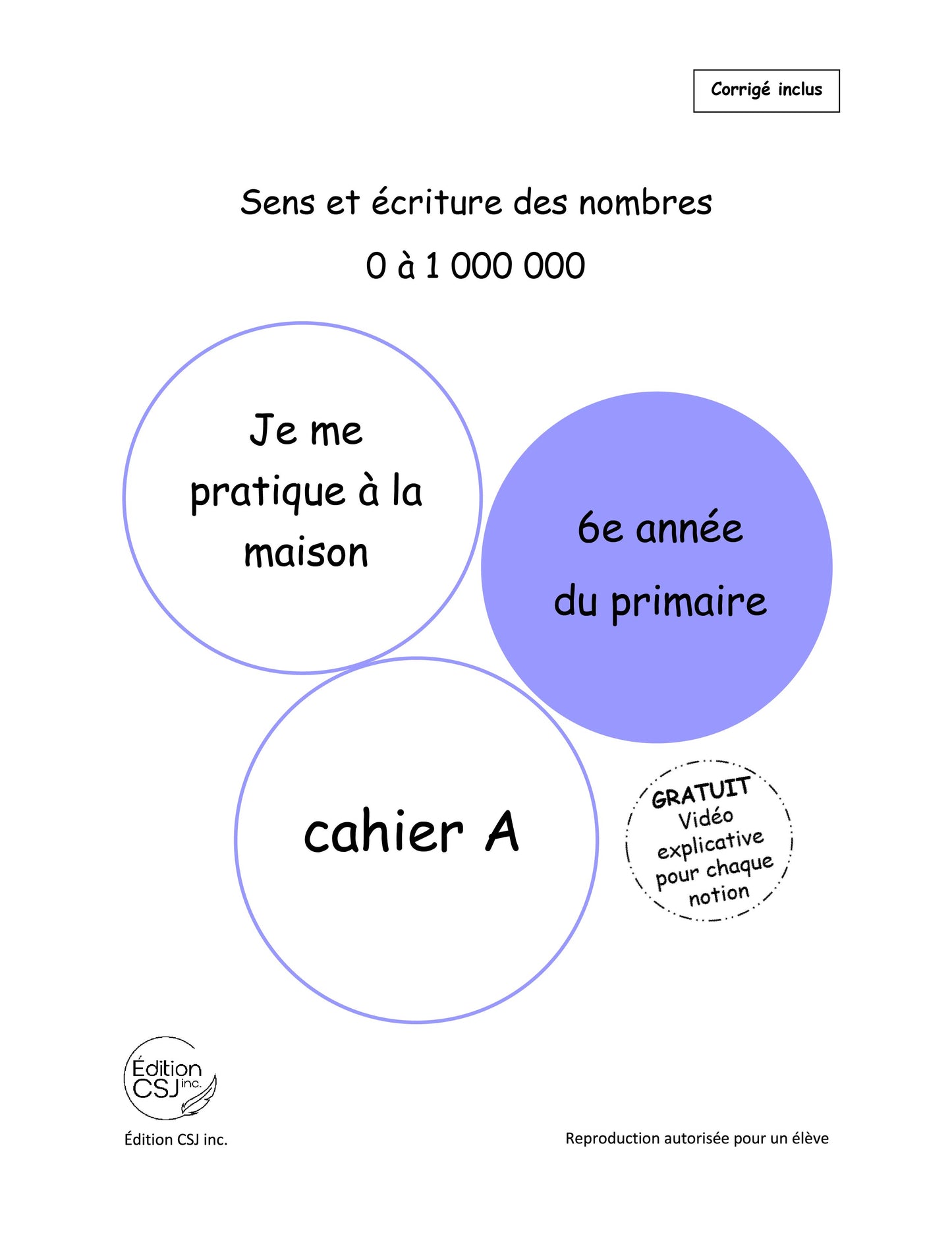 6e année Sens et écriture des nombres - CAHIER A (Numérique)