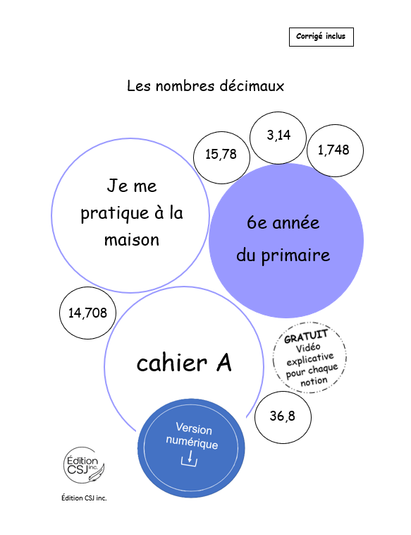 6e année Les nombres décimaux - CAHIER A (Numérique)
