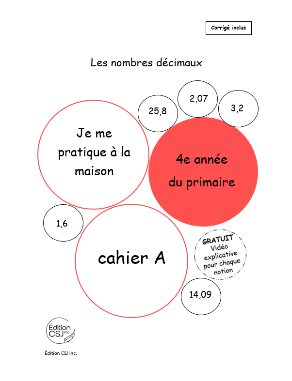 4e année Les nombres décimaux - CAHIER A