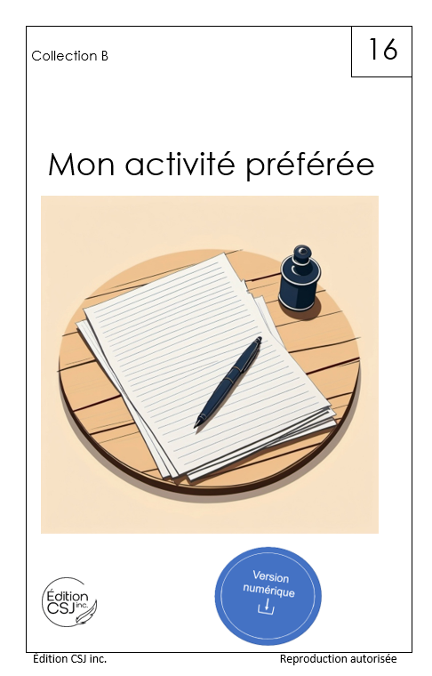 1re année Mon activité préférée - LIVRE 16 COLLECTION B (Numérique)