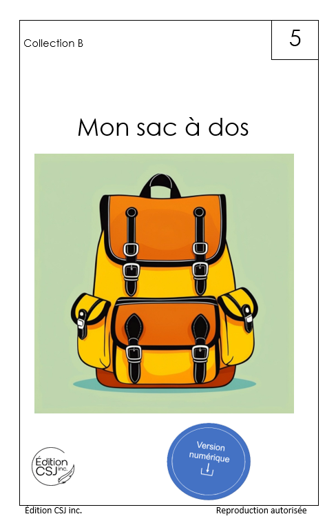 1re année Mon sac à dos - LIVRE 5 COLLECTION B (Numérique)