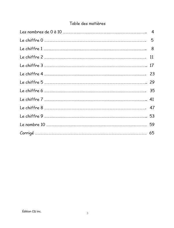 Préscolaire Mathématique je reconnais les nombres de 0 à 10 - CAHIER A