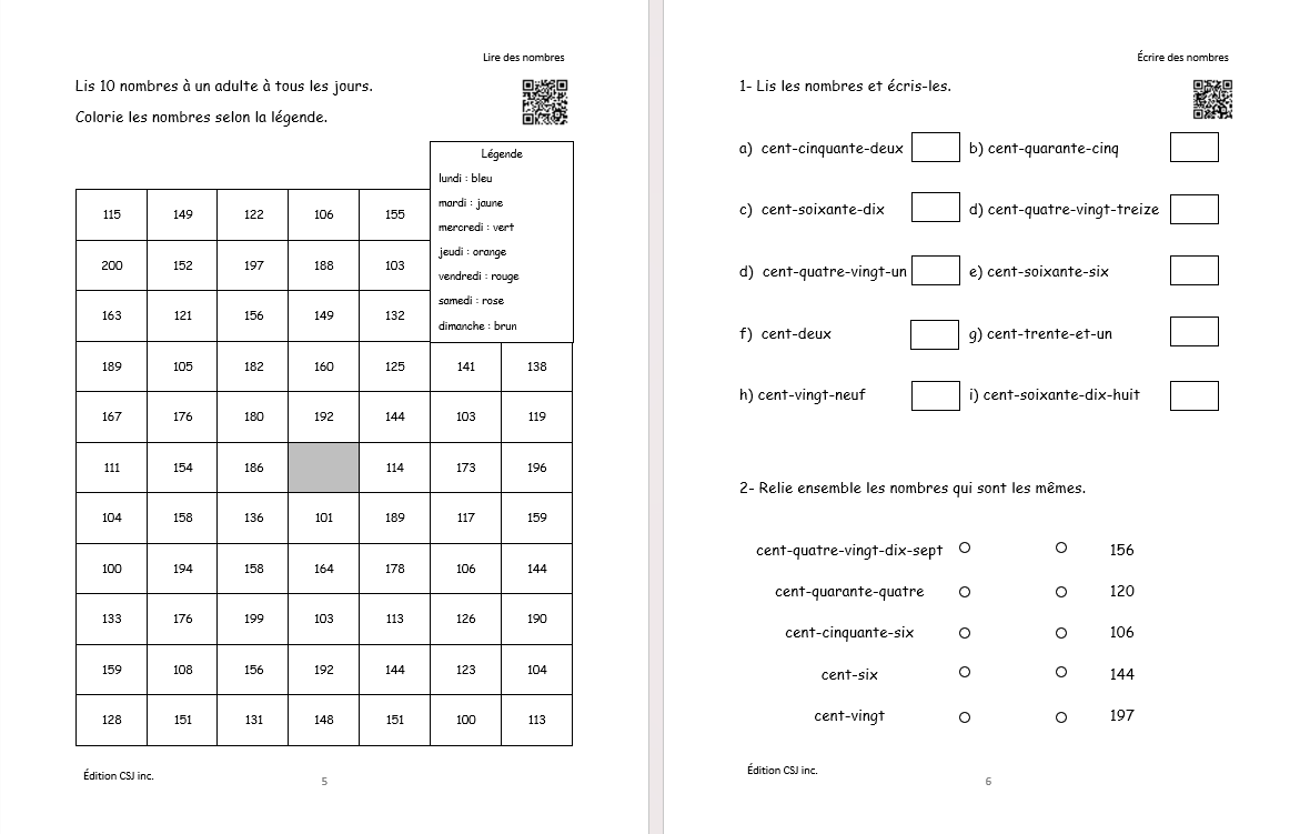 2e année Sens et écriture des nombres - CAHIER B