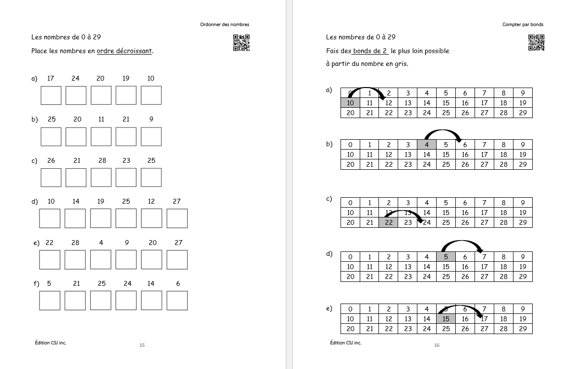 1re année Sens et écriture des nombres - CAHIER B