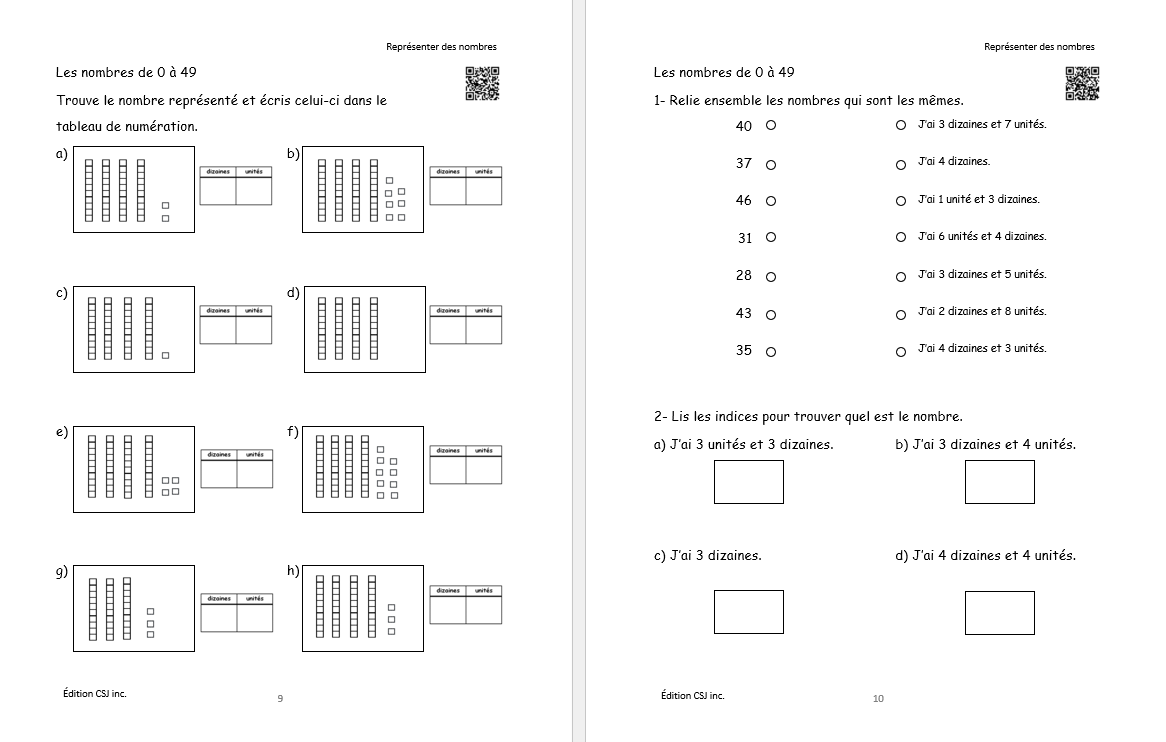 1re année Sens et écriture des nombres - CAHIER C