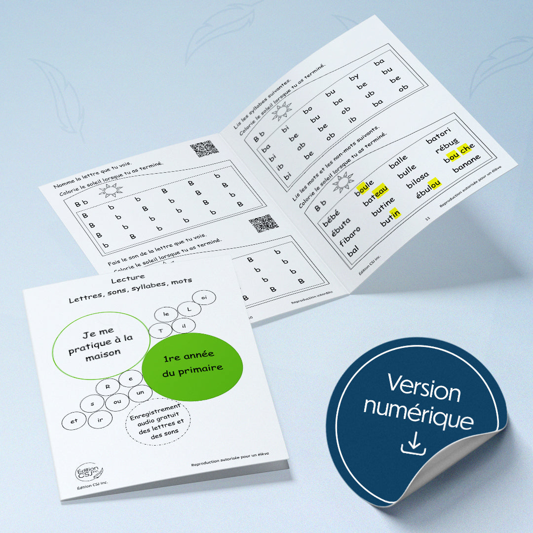 1re année Lecture lettres, sons, syllabes, mots (Numérique)