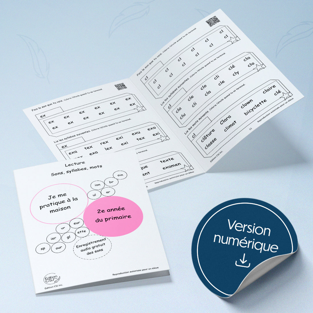 2e année Lecture sons, syllabes, mots (Numérique)