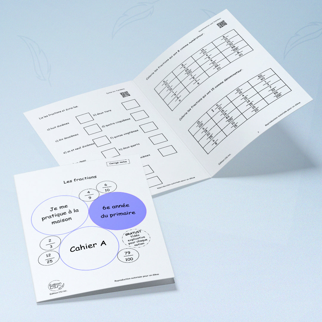 6e année Les fractions - CAHIER A