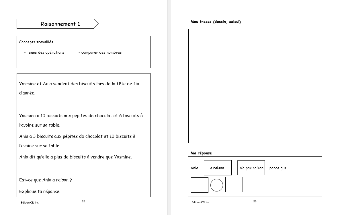 1re année Résolutions simples et raisonnement mathématique - CAHIER A