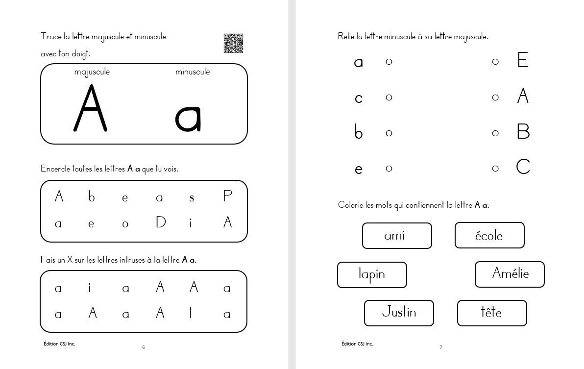 Préscolaire Lecture je reconnais les lettres de l'alphabet - CAHIER A