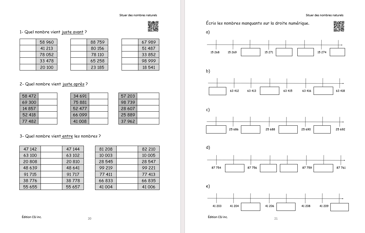 4e année Sens et écriture des nombres - CAHIER A