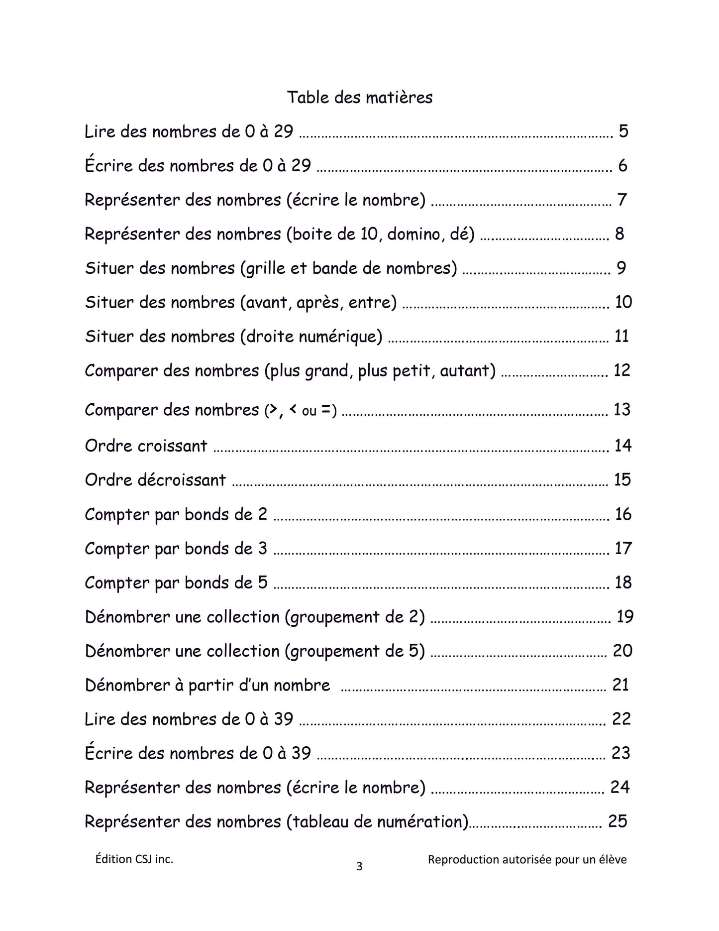 1re année Sens et écriture des nombres - CAHIER B