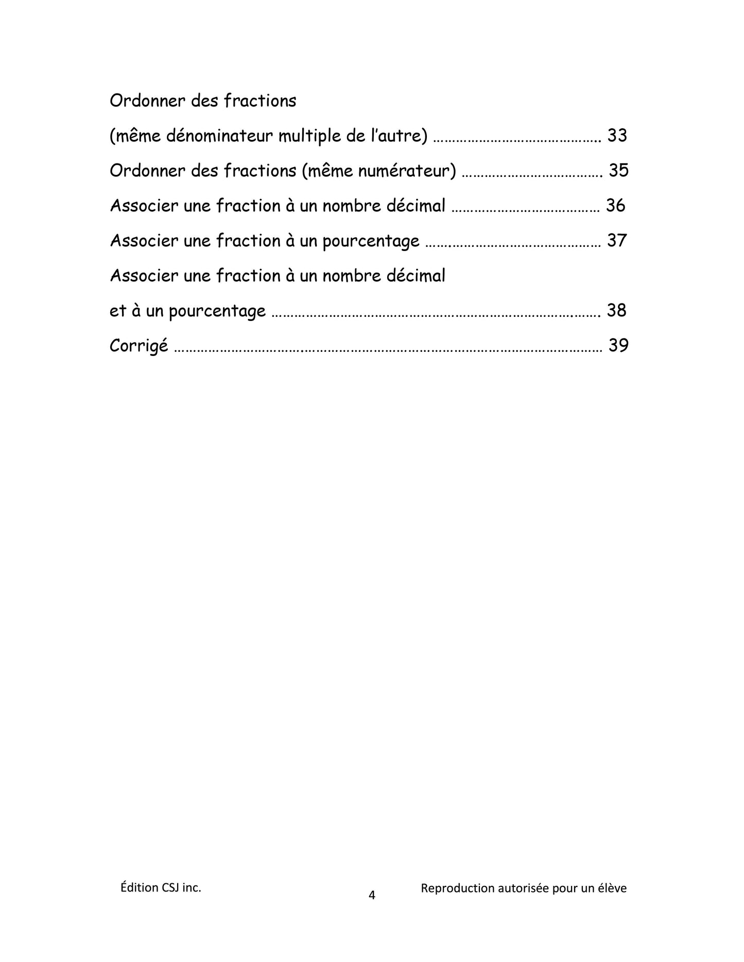 6e année Les fractions - CAHIER A (Numérique)