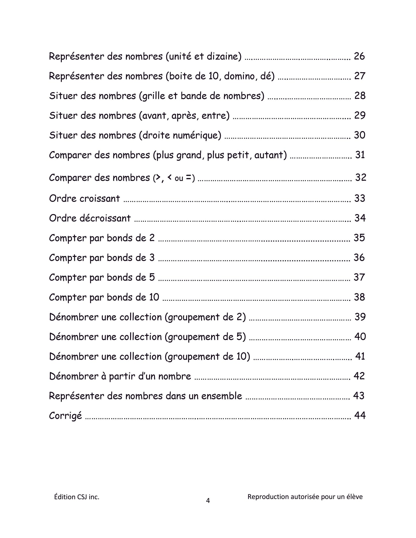 1re année Sens et écriture des nombres - CAHIER B