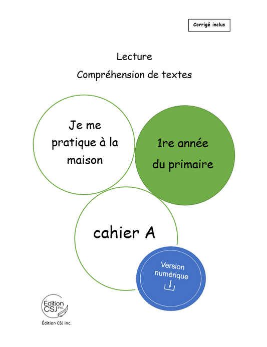 1re année Lecture compréhension de textes - CAHIER A (Numérique)