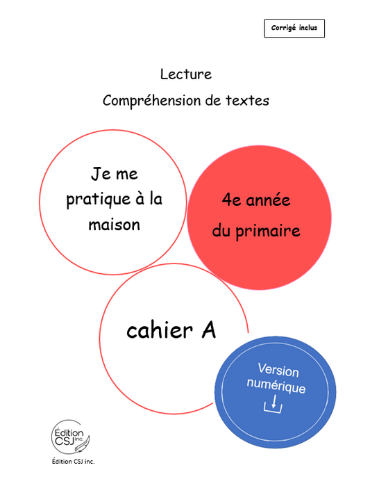 4e année Lecture compréhension de textes - CAHIER A (Numérique)