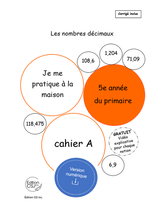 5e année Les nombres décimaux - CAHIER A (Numérique)