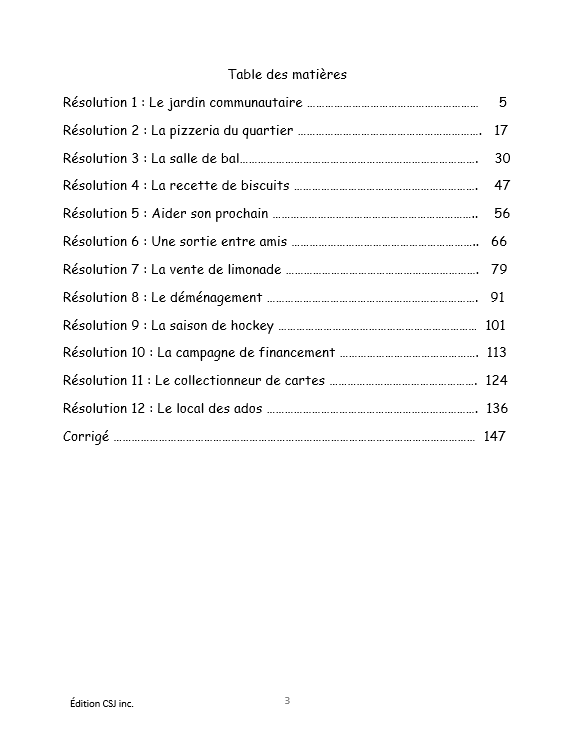 6e année Résoudre une situation-problème : résolutions complexes  - CAHIER A