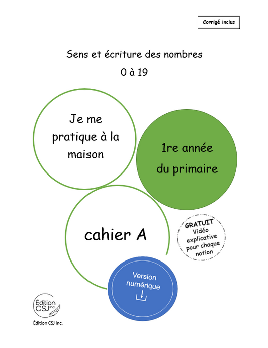 1re année Sens et écriture des nombres  - CAHIER A (Numérique)
