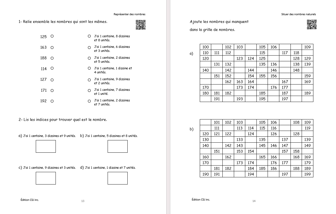 2e année Sens et écriture des nombres - CAHIER B (Numérique)