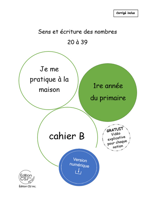 1re année Sens et écriture des nombres - CAHIER B (Numérique)