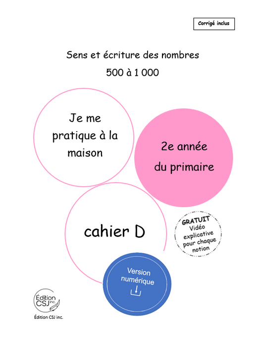 2e année Sens et écriture des nombres - CAHIER D (Numérique)