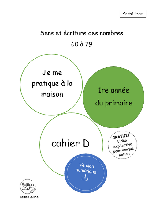 1re année Sens et écriture des nombres - CAHIER D (Numérique)