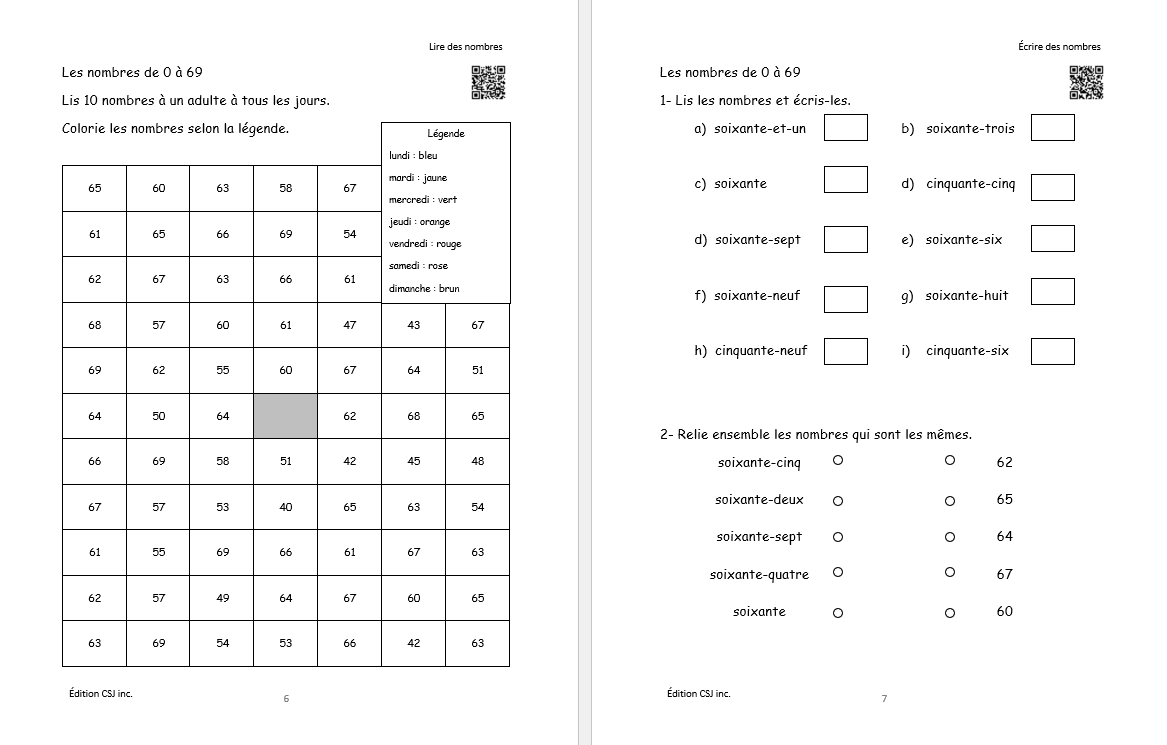 1re année Sens et écriture des nombres - CAHIER D