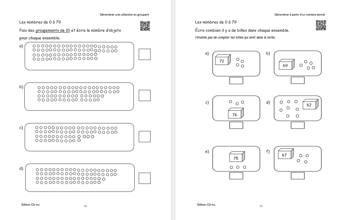 1re année Sens et écriture des nombres - CAHIER D