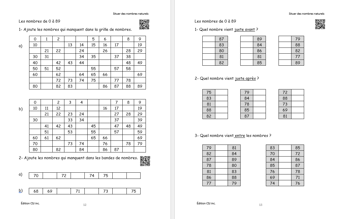 1re année Sens et écriture des nombres - CAHIER E
