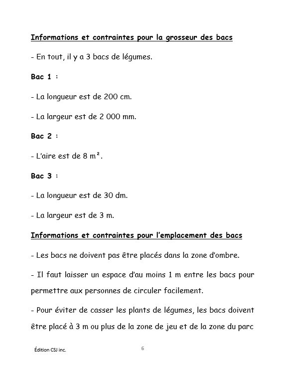 6e année Résoudre une situation-problème : résolutions complexes  - CAHIER A