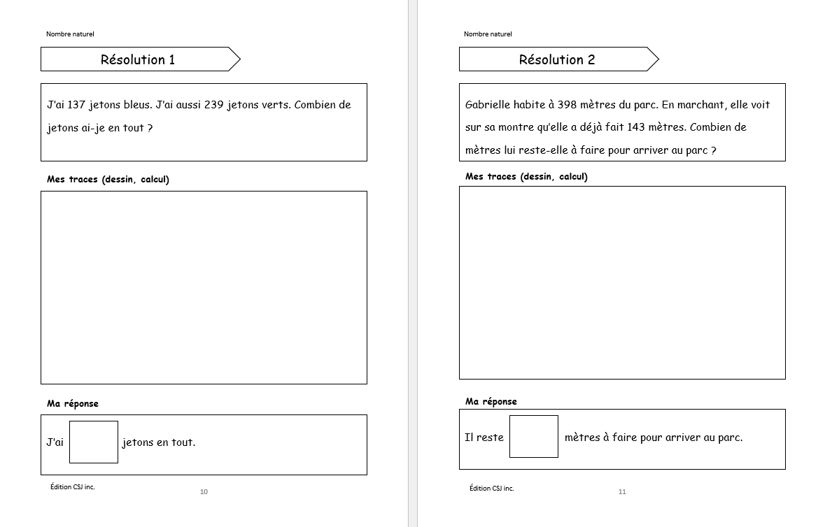 3e année Résolutions simples et raisonnement mathématique - CAHIER  A