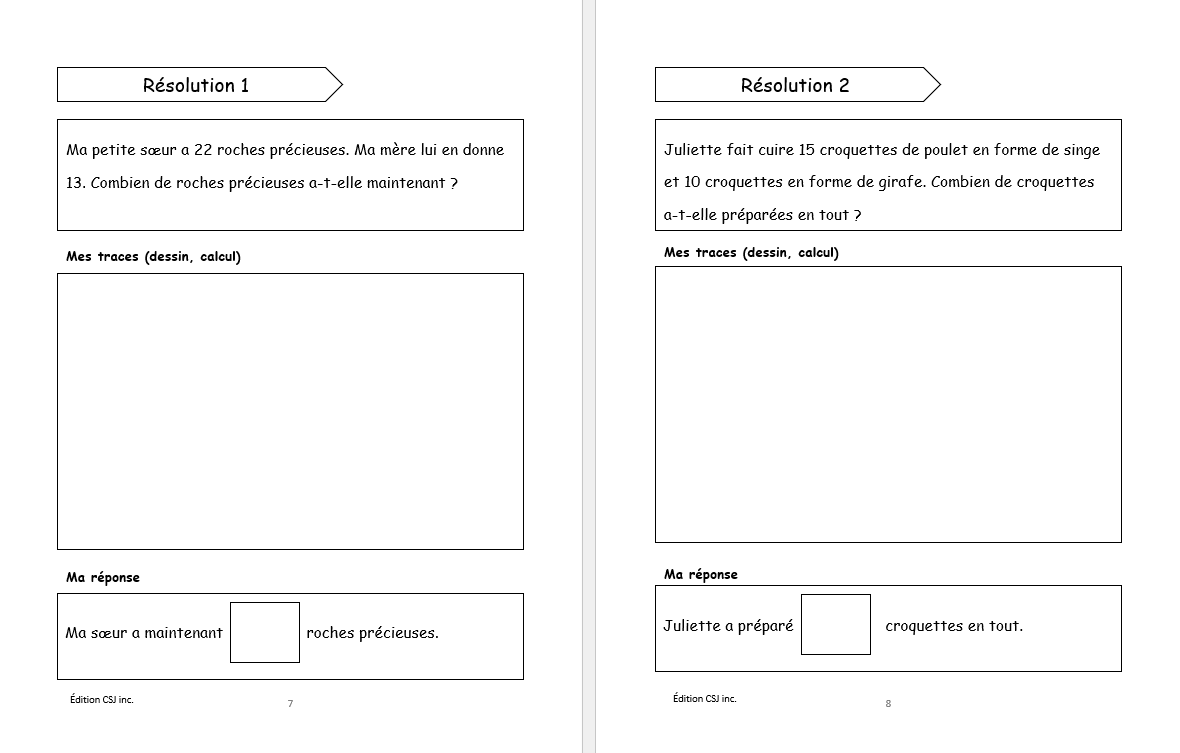 2e année Résolutions simples et raisonnement mathématique - CAHIER A