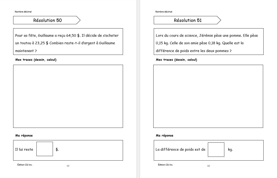 3e année Résolutions simples et raisonnement mathématique - CAHIER  A