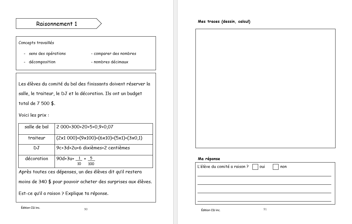 6e année Résolutions simples et raisonnement mathématique - CAHIER A