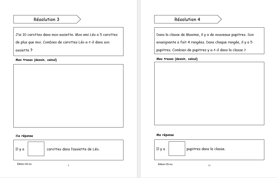1re année Résolutions simples et raisonnement mathématique - CAHIER A