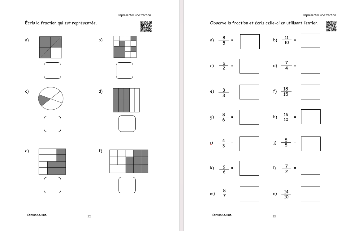 6e année Les fractions - CAHIER A